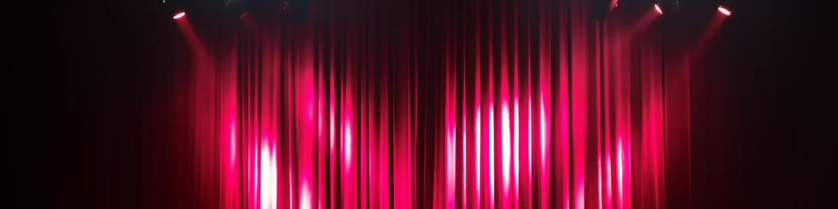 Image showing spotlights on a stage curtain